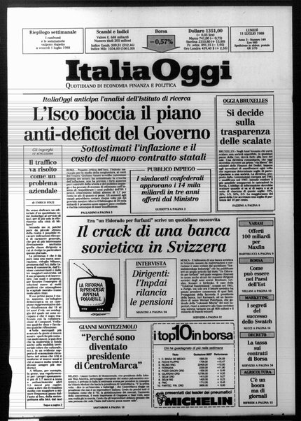 Italia oggi : quotidiano di economia finanza e politica